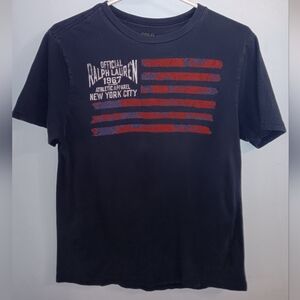 Vintage Polo by Ralph Lauren Black Tee with Red and Blue Graphic